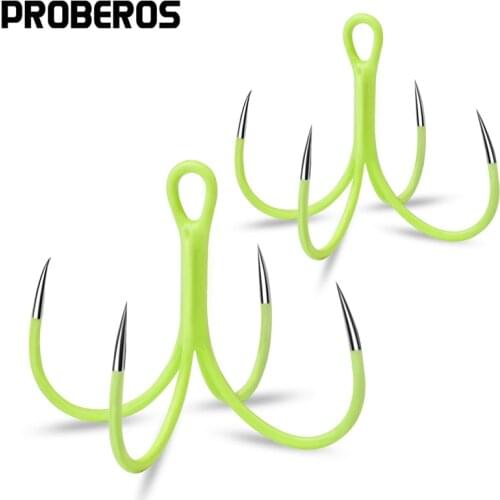PROBEROS 50Pcs Luminous Quadruple Reinforced Anchor Hook 16#-18# High Carbon Steel Fishing Hooks Four Fork Four Claw Fishhooks