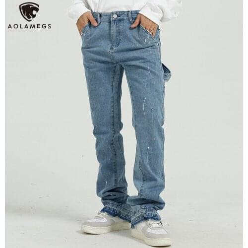 Мужские джинсы клеш Aolamegs China At AliExpress