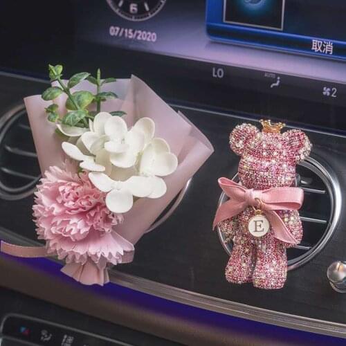 Blingbling Car Aroma High-end Creative Diamond Lovely Bear Big Head Bear Car Air Outlet Perfume Clip Air Fresher