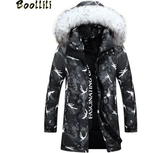 Boollili Fashion Warm White Duck Down Jacket Men Real Wool Fur Collar Mens Parkas Thick Winter Coat Female Hooded Jackets