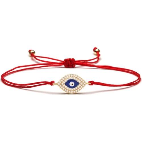 White Cubic Zirconia Copper Blue Evil Eye Charm Bracelet For Women Shiny CZ Lucky Turkish Eyes Red String Macrame Jewelry Gift