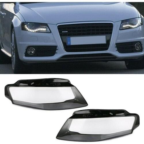 CITALL 1 Pair Car Left & Right Headlight Front Head Lamp Cover Cap Lens Fit For Audi A4 B8 2009 2010 2011 2012