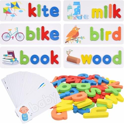 Montessori Spell Word Game Wooden Toys Early Learning Jigsaw Letter Alphabet Puzzle Preschool Educational Baby Toys for Children