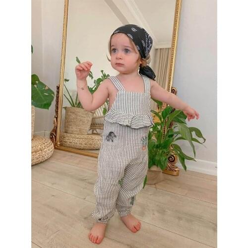 Flaneur Baby Girl Striped Sleeveless %100 Cotton Muslin Bodysuit Summer Toddler Clothing Kids Jumsuit Outwear Romper