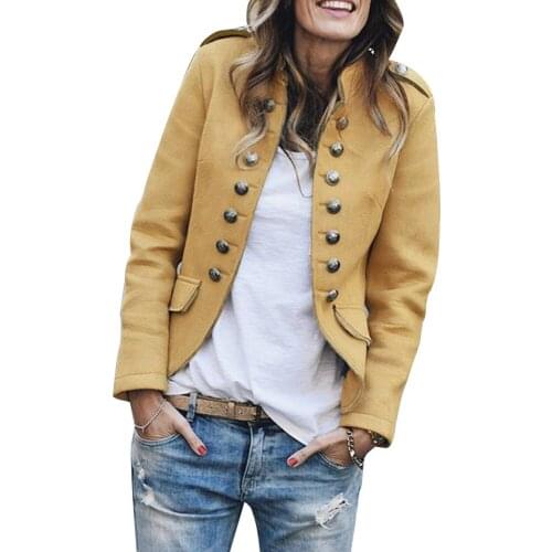 Fashion 2019 Womens Cardigan Coat Long Sleeve Buttons Solid Color Suit Coat Slim Up For Autumn And Winter Ladies Jacket