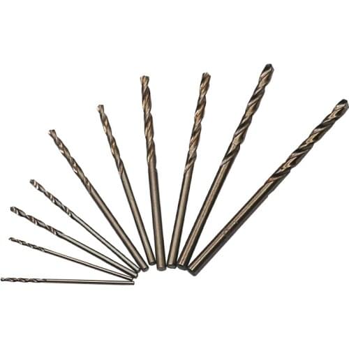 Fixmee 10pcs Cobalt Drill Bits M35 HSS Co Steel Straight Shank Twist Drill Bit 1.0-3mm Metal Wood Working Power Tools