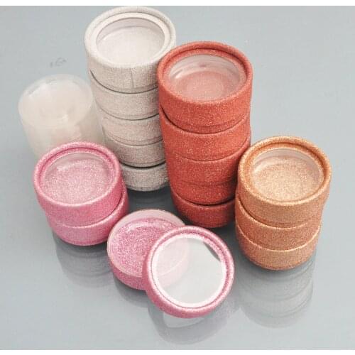 10/pack Whole sale False Eyelash Packaging Box Mink lash boxes Custom Logo Fake 3d full strip faux cils Glitter Round Case Empty