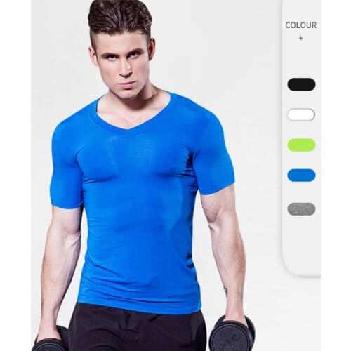 Summer Men Compression T-Shirt Tight Quick Dry Gym Clothng Fitness Bodybuilding Training Shirt Workout Running Causal Sportswear