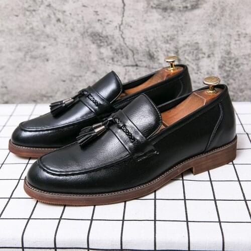 New Mens Slip on Shoes Fashion Loafers Shoes Tassel Design Business Shoes Mens Flats Big Size 38- 47 Men Formal Casual Footwear