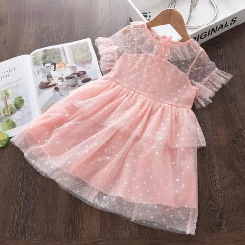 Melario Baby Girls Princess Dresses 2021 Fashion Kids Girl Summer Voile Vestidos Children Party Dot Dress For 3-7Y