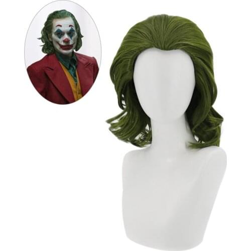 Movie Joker Wig Men Arthur Fleck Joaquin Phoenix Cosplay Joker Green Wig Costume Halloween Party Wigs+wig cap 35cm C34856AD