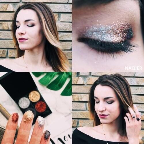 NAQIER Diamond Glitter Powder Eye Shadow Waterproof Shimmer Eyeshadow Palette Metallic Eyes Shadows Makeup Profissional Make Up