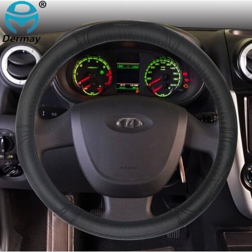 Genuine Leather Car Steering Wheel Cover for Lada Vesta Granta Xray Priora 2107 Kalina Largus 2114 Auto Interior Accesorios