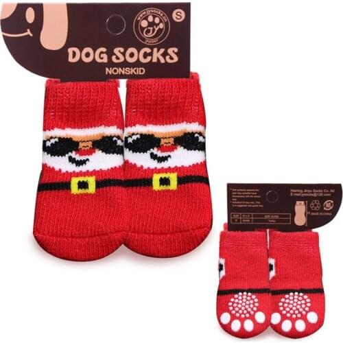 YooLook Cartoon Dogs Socks News Sweet Dogs Socks for Small Medium Dogs Warm Winter Pet Socks Printing A Set of Four Prosperous