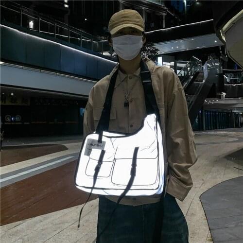 2021 New Harajuku Crossbody Bags Unisex Reflective Big Bag Shoulder Bag Women Messenger Bag Cool Couples Bags Bolsa Feminina