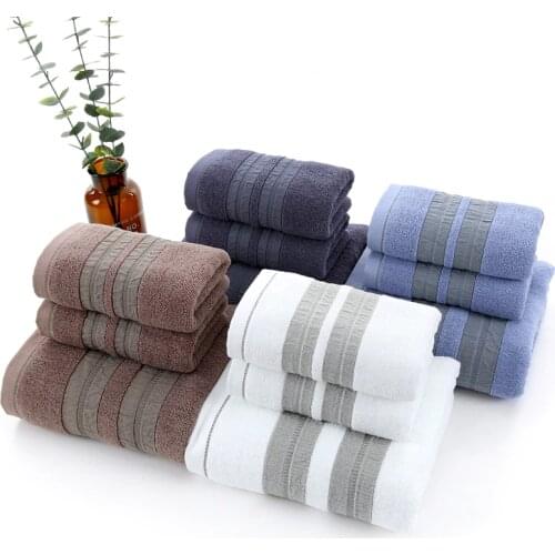 New Luxury 3pcs/set 100% Cotton Towel Set 2 Face towel Washcloth+1 Bath Towels Bathroom Set for Adult Guest Bathrooms Gym