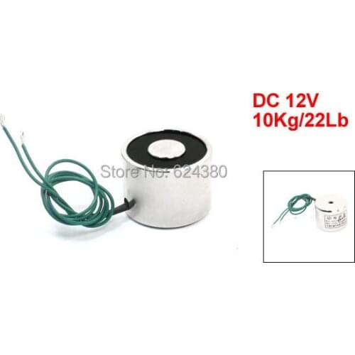 DC 12V 10Kg 22Lb 100N Sucking Sucked Disc Solenoid Lift Holding Electric Lifting Magnet Electromagnet 1.2" x 0.87" 30mm x 22mm