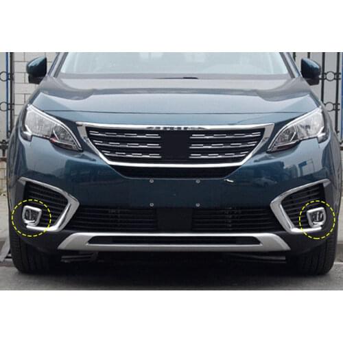 BBQ@FUKA New Car Exterior Accessories Front Fog Light Lamp Cover Trim 2 Pcs For 2017 Peugeot 5008 Chrome ABS Sliver Styling