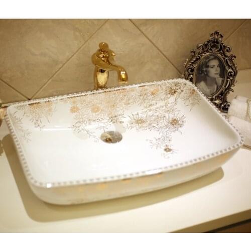 Increase Rectangular Lavabo Counter Top Wash Basin Cloakroom Hand Painted Vessel Sink bathroom sinks porcelain vessel sinks