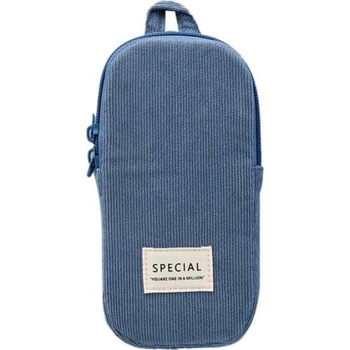 Dust-proof Pencil Pouch with Handle Canvas Teen School Pencil Storage Bag Stationery Supplies