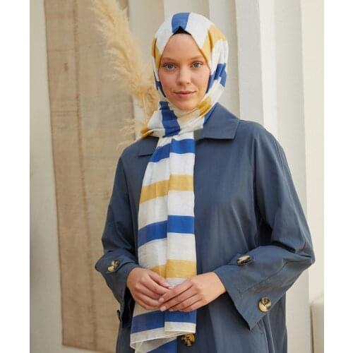 Salland Leyan Series Sax Blue Yellow Shawl Comfortable Product Fashion Flexible and Breathable Comfy Fabric Quality Robust Original Does Easy Use Quality Shawl Stylish Designs Casual Does No Inner Leyan2