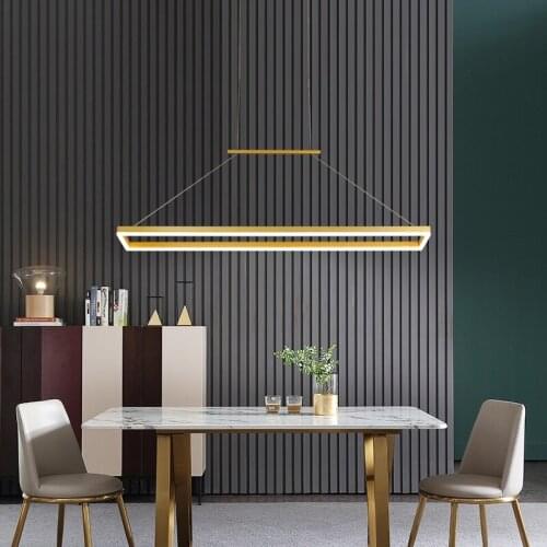 Nordic modern minimalist office long strip chandelier front bar counter dining room LED hanging lamps
