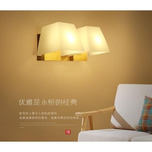 Lamps and lanterns modern log artist decoration double head wall lamp Japanese style bedside wall lamp bedside lamp