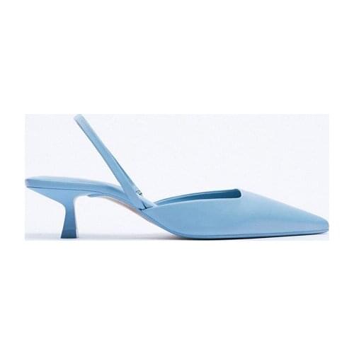 Pumps Heels Women 2021 Summer High Heels Sandals Pointed Toe Stiletto Korean Version Sky Blue Elegant Dress Shoes Sandalias