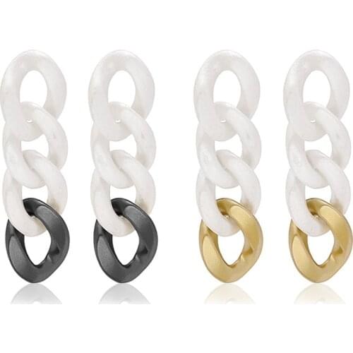 VSnow Unique Design Contrast Color Arcylic Dangle Earring for Women Minimalist Hollow Chunky Chain Earring Jewelry Pendientes