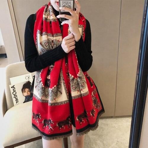 2021 Winter Cashmere Scarf Lady Design Warm Pashmina Blanket Carriage Scarves Women Shawl Female Decoration Thick Foulard