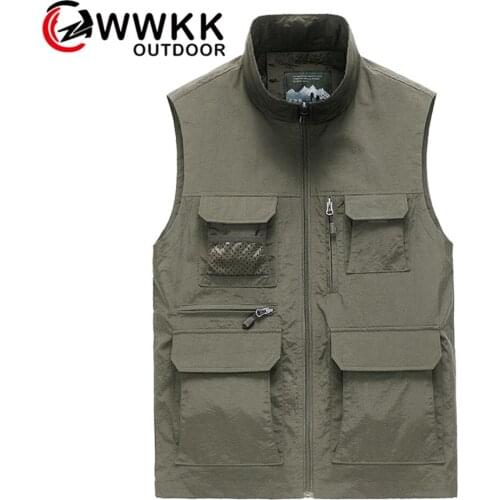 Ultra-Light Vest Mens Autumn Winter Military Tooling Vests Multi-Pockets Fastener Casual Outdoors Leisure Loose Army Waistcoats