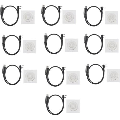 10pcs 2 Pin K Type USB Programming Cable Support Win10 Win8 XP Mac OS Systerm For BaoFeng UV-82 GT-3 UV-5R 888S Wouxun TYT Radio