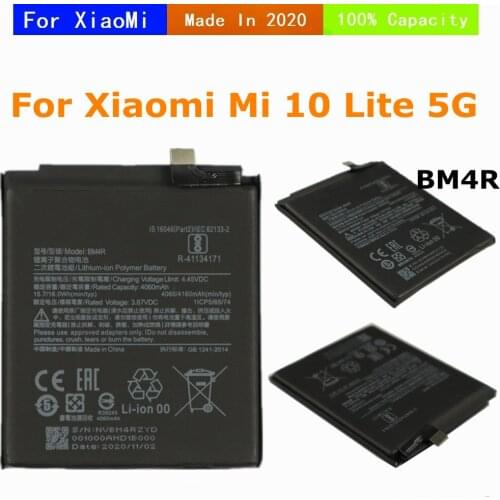 2020 Years BM4R Battery For Xiaomi 10 Lite 5G Mi 10Lite 5G Mobile Phone Battery 100% Capacity 4160mAh Replacement Batteries