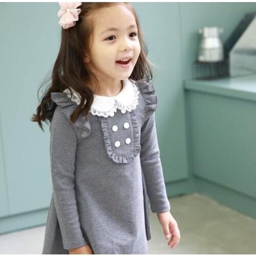 2020spring and autumn new cotton girls clothes doll collar long sleeve casual dress children clothes party