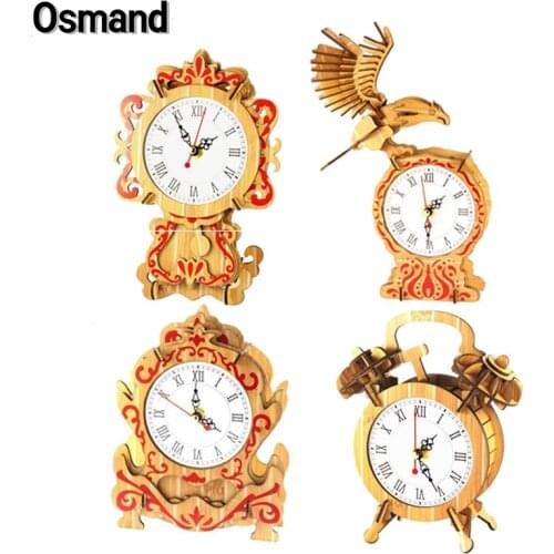 3D Wooden Puzzle Clock Model Building Kits Jigsaw Educational Diy kits de construcción деревянные пазлы Toys for Kids Xmas Gifts