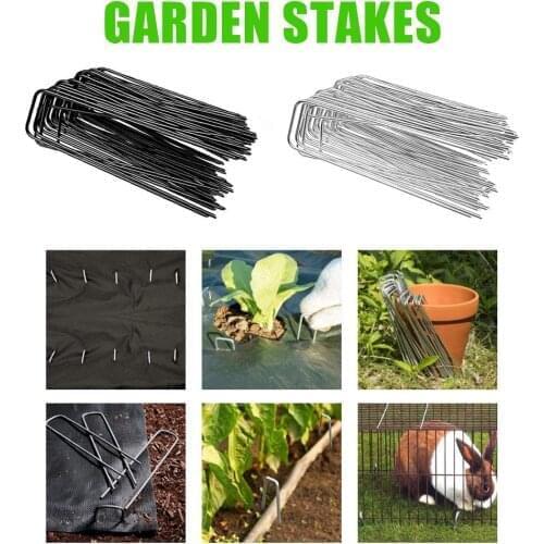 50PCS Multiple Purposes U-shaped Nail Turf Nail Galvanized Landscape Pins Garden Stakes Heavy-Duty Pins Anti-Rust Fence Stakes