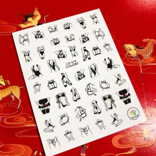 Abstract Girl Nail Sticker CA COOL 3d Nail Art Stickers Decal Template Diy Nail Tool Decorations WG27