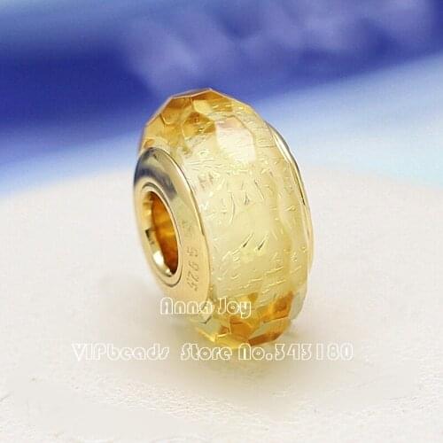 Alissa 2018 Autumn Shine Collection Golden Faceted Murano Glass Charms Beads Fits All European Bracelets Necklaces