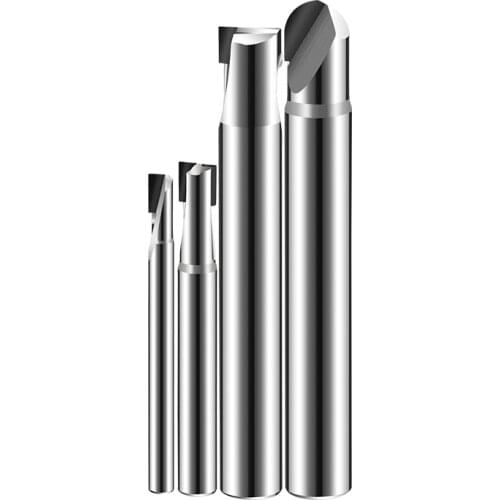 1pc PCD Diamond Bit 1 & 2 Flutes Bottom Cleaning Milling Cutter pcd CNC Router Bits for Graphite Aluminum Copper Alloy End Mills