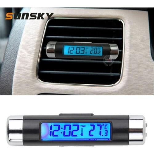 Car thermometer clock 2 in 1 LCD Clip-on Digital Backlight Automotive Thermometer Clock Calendar automotive digital car clock