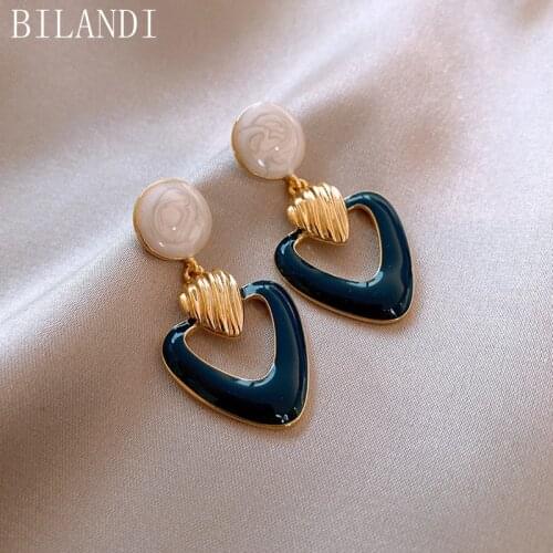 Bilandi S925 needle Delicate Jewelry Enamel Earrings 2021 New Design Vintage Temperament Drop Earrings For Girl Lady Gifts