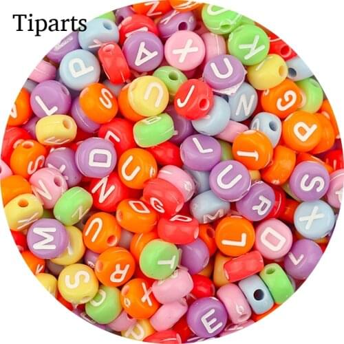 100pcs 7mm Mixed White Letter Acrylic Beads Round Flat Alphabet Spacer Beads For Jewelry Making Handmade Diy Bracelet Necklace