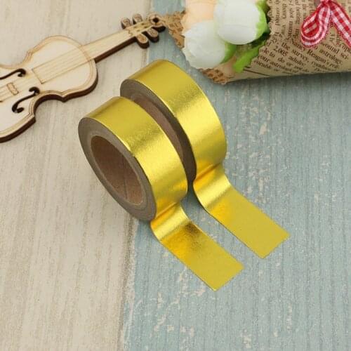 2PCS/lot Decorative Gold Solid Foil Washi Tape Paper for Scrapbook Bullet journal Adhesive Tape 15mmx10m School Supply wholesale
