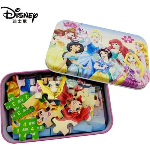 Disney New Frozen Theme Cartoon Wooden Toy 60 Pieces Puzzle Mickey Winnie Learning Educational Toys Children Birthday Gift