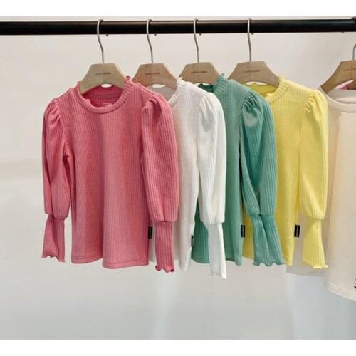 Baby Girls T-shirt Princess Spring Autumn Shirt Wholesale Toddler Long Sleeve Blouse Kid Casual Solid Color Clothing For Girl