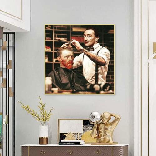 Interesting Dali Haircut Posters And Prints Modern Figure Canvas Painting Print Living Room Wall Art Pictures Home Decoration