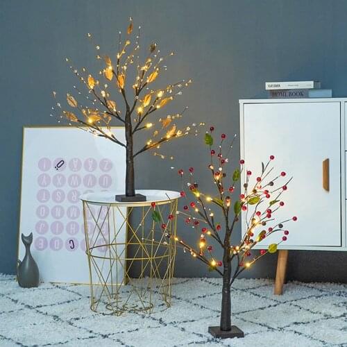 LED Artificial Light Tree Lamp Christmas Night Fairy Night Light Bedside Study Lamp For Room Desk Holiday Lighting Decor