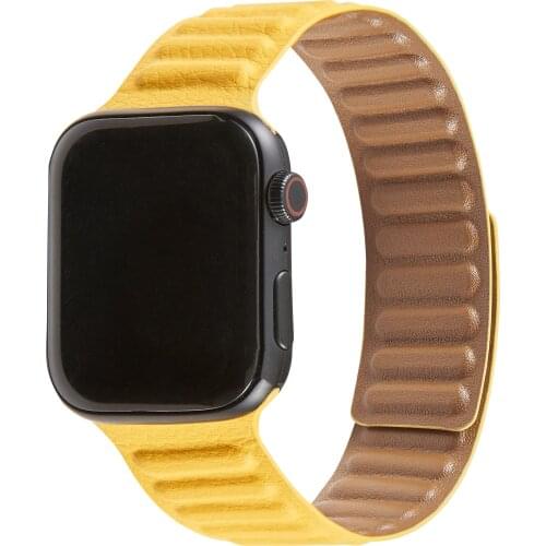 Leather Link for Apple Watch Band 38mm 40mm 42mm 44mm Second-generation Magnetic Loop Wristband Series 6 5 4 3 2 1 & for SE