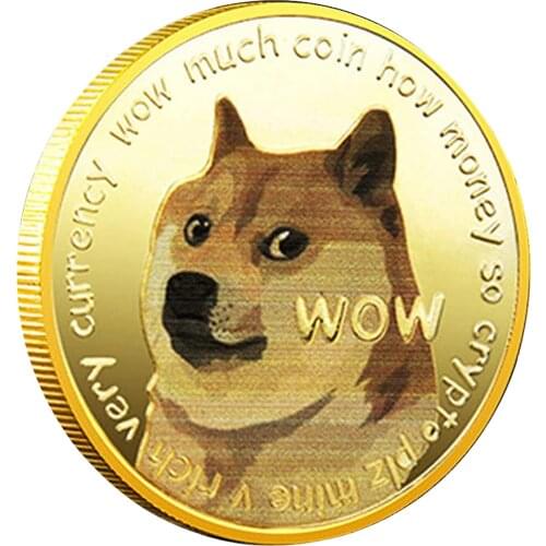 Beautiful Gold Plated Dogecoin Commemorative Coins Cute Dog Pattern Dog Souvenir Collection Gifts Drop Shipping