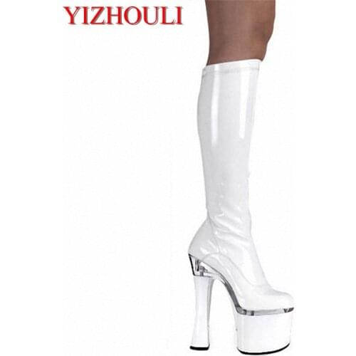 18 cm thick high heels, sexy runway boots, steel pipe dancing shoes, female boots